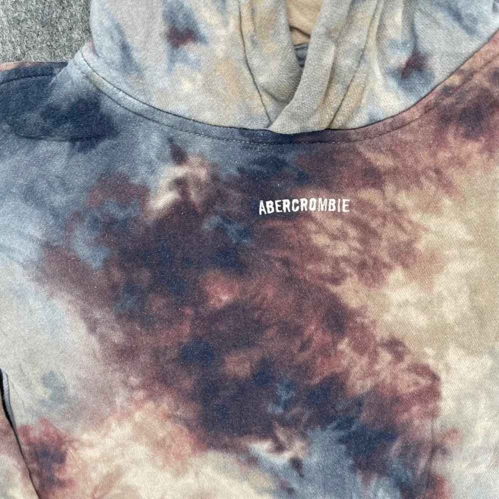 Abercrombie Hoodie Kids 9/10 Relaxed Fit Tie Dye Sweatshirt Blue Burgundy Tan